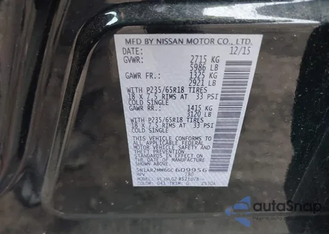 2016 Nissan Pathfinder Sl from USA, damaged, VIN 5N1AR2MM6GC609956